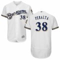 Men's Majestic Milwaukee Brewers #38 Wily Peralta White Royal Flexbase Authentic Collection MLB Jersey