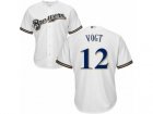 Youth Majestic Milwaukee Brewers #12 Stephen Vogt Replica White Home Cool Base MLB Jersey