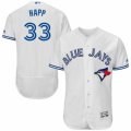 Mens Majestic Toronto Blue Jays #33 J.A. Happ White Flexbase Authentic Collection MLB Jersey