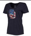 Womens San Diego Padres USA Flag Fashion T-Shirt Navy Blue