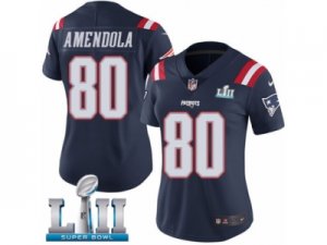 Women Nike New England Patriots #80 Danny Amendola Limited Navy Blue Rush Vapor Untouchable Super Bowl LII NFL Jersey