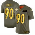 Nike Steelers #90 T.J. Watt 2019 Olive Gold Salute To Service Limited Jersey