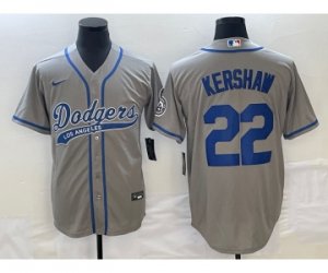 Men\'s Los Angeles Dodgers #22 Clayton Kershaw Grey Cool Base Stitched Baseball Jersey