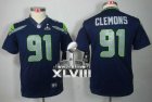 Nike Seattle Seahawks #91 Chris Clemons Steel Blue Team Color Super Bowl XLVIII Youth NFL Jersey
