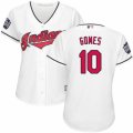 Womens Majestic Cleveland Indians #10 Yan Gomes Authentic White Home 2016 World Series Bound Cool Base MLB Jersey