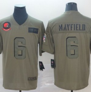 Nike Browns #6 Baker Mayfield 2019 Olive Salute To Service Limited Jersey