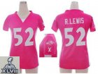2013 Super Bowl XLVII women NEW nfl baltimore ravens #52 r.lewis pink jerseys(draft him ii top)