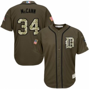 Men\'s Majestic Detroit Tigers #34 James McCann Replica Green Salute to Service MLB Jersey
