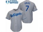 Los Angeles Dodgers #7 Julio Urias Replica Grey Road 2017 World Series Bound Cool Base MLB Jersey