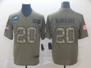 Nike Eagles #20 Brian Dawkins 2019 Olive Camo Salute To Service Limited Jersey