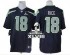 Nike Seattle Seahawks 18 Sidney Rice Steel Blue Team Color Super Bowl XLVIII NFL Limited Jersey