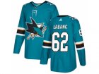 Men Adidas San Jose Sharks #62 Kevin Labanc Teal Home Authentic Stitched NHL Jersey
