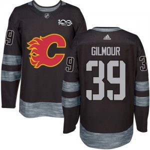 Mens Calgary Flames #39 Doug Gilmour Black 1917-2017 100th Anniversary Stitched NHL Jersey