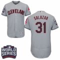 Mens Majestic Cleveland Indians #31 Danny Salazar Grey 2016 World Series Bound Flexbase Authentic Collection MLB Jersey