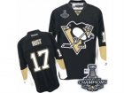 Mens Reebok Pittsburgh Penguins #17 Bryan Rust Authentic Black Home 2017 Stanley Cup Champions NHL Jersey