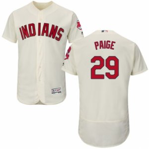 Men\'s Majestic Cleveland Indians #29 Satchel Paige Cream Flexbase Authentic Collection MLB Jersey