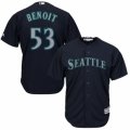 Mens Majestic Seattle Mariners #53 Joaquin Benoit Authentic Navy Blue Alternate 2 Cool Base MLB Jersey