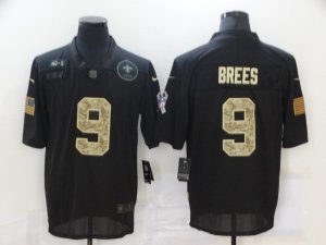 Mens New Orleans Saints #9 Drew Brees Black Camo 2020 Salute To