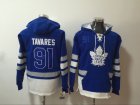 Maple Leafs #91 John Tavares Blue All Stitched Hooded Sweatshirt