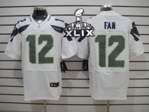 2015 Super Bowl XLIX Nike Seattle Seahawks #12 Fan White Elite