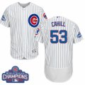 Mens Majestic Chicago Cubs #53 Trevor Cahill White 2016 World Series Champions Flexbase Authentic Collection MLB Jersey