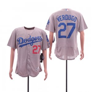 Dodgers #27 Alex Verdugo Gray Flexbase Jersey