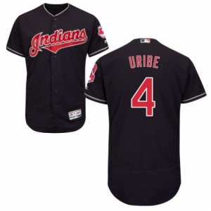 Men\'s Majestic Cleveland Indians #4 Juan Uribe Navy Blue Flexbase Authentic Collection MLB Jersey
