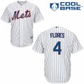 Mens Majestic New York Mets #4 Wilmer Flores Authentic White Home Cool Base MLB Jersey