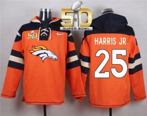 Nike Denver Broncos #25 Chris Harris Jr Orange Super Bowl 50 Player Pullover NFL Hoodie