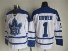 NHL Toronto Maple Leafs #1 Bower white Throwback Fel Visking Shoulder Stitched jerseys