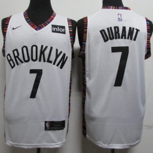 Nets # 7 Kevin Durant White City Edition Nike Swingman Jersey
