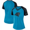 Carolina Panthers Nike Womens Top V Neck T-Shirt Blue Black