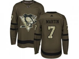 Adidas Pittsburgh Penguins #7 Paul Martin Green Salute to Service Stitched NHL Jersey