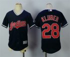 Indians #28 Corey Kluber Navy Youth New Cool Base Jersey