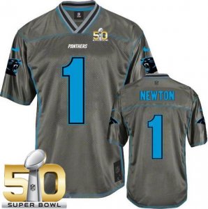 Nike Carolina Panthers #1 Cam Newton Grey Super Bowl 50 Men Stitched NFL Elite Vapor Jersey