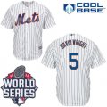 New York Mets #5 David Wright White(Blue Strip) New Cool Base W 2015 World Series Patch Stitched MLB Jersey