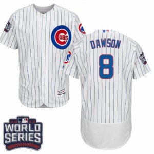 Men\'s Majestic Chicago Cubs #8 Andre Dawson White 2016 World Series Bound Flexbase Authentic Collection MLB Jersey