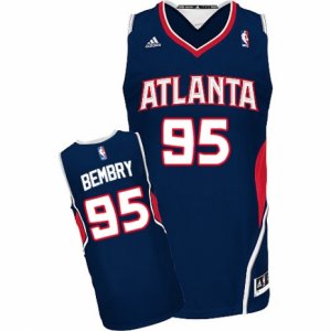 Mens Adidas Atlanta Hawks #95 DeAndre Bembry Swingman Navy Blue Road NBA Jersey