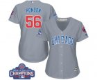 Womens Majestic Chicago Cubs #56 Hector Rondon Authentic Grey Road 2016 World Series Champions Cool Base MLB Jersey