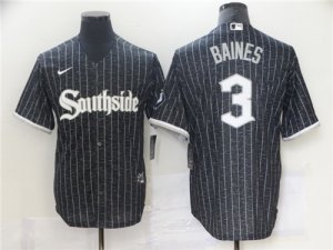 White Sox #3 Harold Baines Black 2021 City Connect Cool Base Jersey