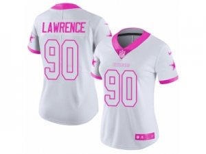 Women\'s Nike Dallas Cowboys #90 Demarcus Lawrence Limited White Pink Rush Fashion NFL Jersey