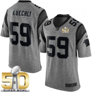 Nike Carolina Panthers #59 Luke Kuechly Gray Super Bowl 50 Men\'s Stitched NFL Limited Gridiron Gray Jersey