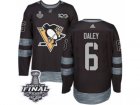 Mens Adidas Pittsburgh Penguins #6 Trevor Daley Premier Black 1917-2017 100th Anniversary 2017 Stanley Cup Final NHL Jersey