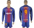 2017-18 Barcelona 9 SUAREZ Home Long Sleeve Soccer Jersey