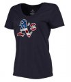 Womens Oakland Athletics USA Flag Fashion T-Shirt Navy Blue