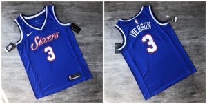 76ers #3 Allen Iverson Blue Printed Nike Swingman Jersey