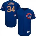 Chicago Cubs #34 Jon Lester Blue World Series Champions Gold Program Flexbase Jersey