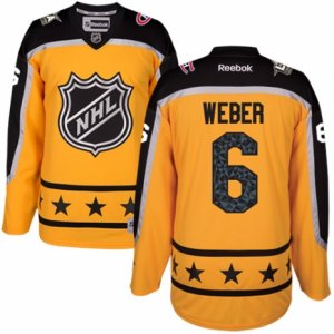 Mens Reebok Montreal Canadiens #6 Shea Weber Authentic Yellow Atlantic Division 2017 All-Star NHL Jersey