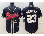 Men's Atlanta Braves #23 Michael Harris II Number Black Cool Base Stitched Baseball Jersey