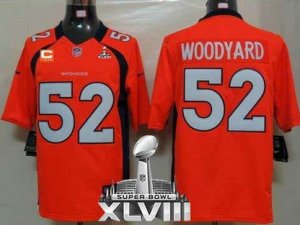 Nike Denver Broncos #52 Wesley Woodyard Orange Team Color With C Patch Super Bowl XLVIII NFL Limited Jersey